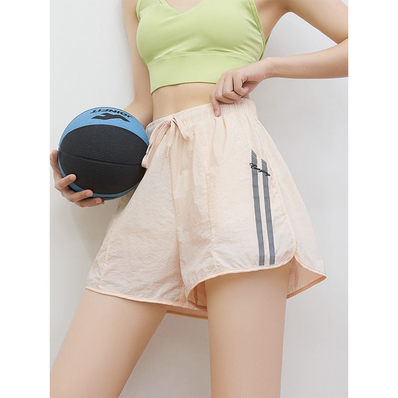 Anti-Exposure Running Casual Sports Shorts for Women, Summer Thin Outer Wear Quick-Dry Pants, High-Waisted Breathable Fitness Yoga Shorts
