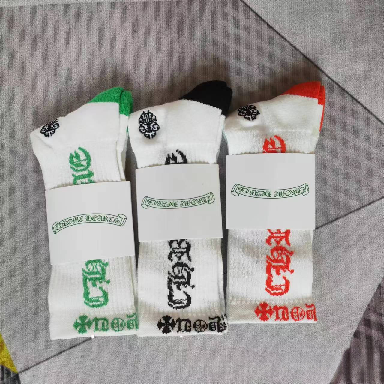 GM CHeart Socks CH Striped Letter Red Lip Embroidery Logo Towel Bottom Sports Trendy Socks