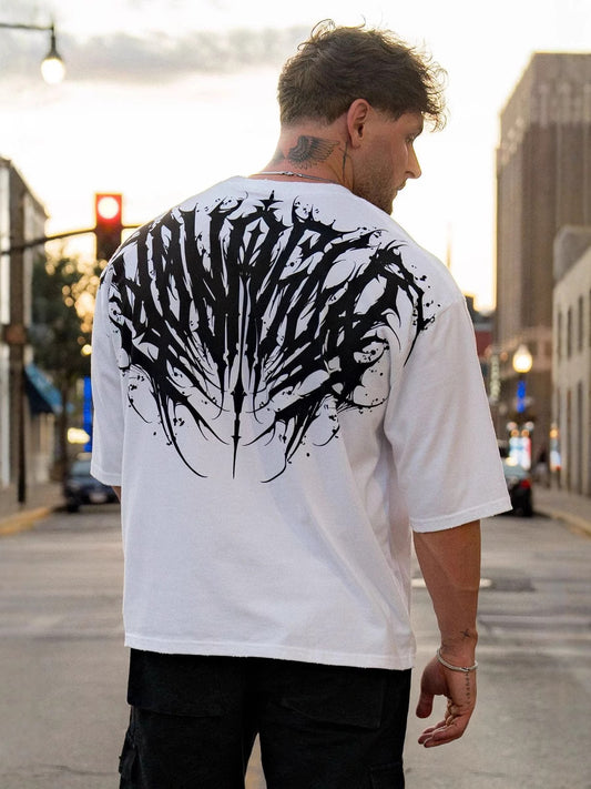 YOUN-GL& American Style New Men's T-Shirt Summer Casual Loose Trendy Brand Printed Cotton Short Sleeve Sports T-Shirt