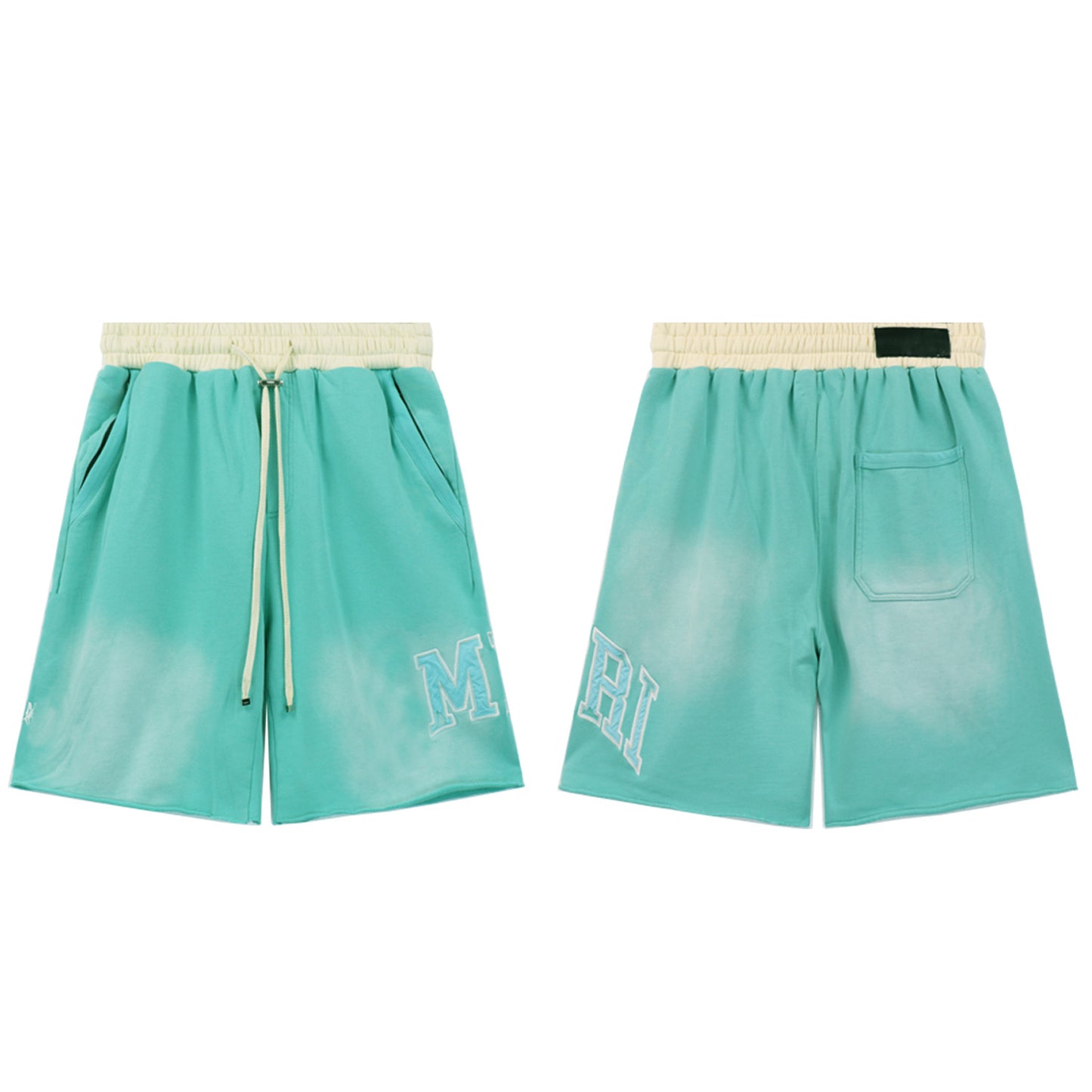 Ami Summer Washed and Worn Casual Letter American T-shirt Loose Men's and Women's Same Shorts Suit