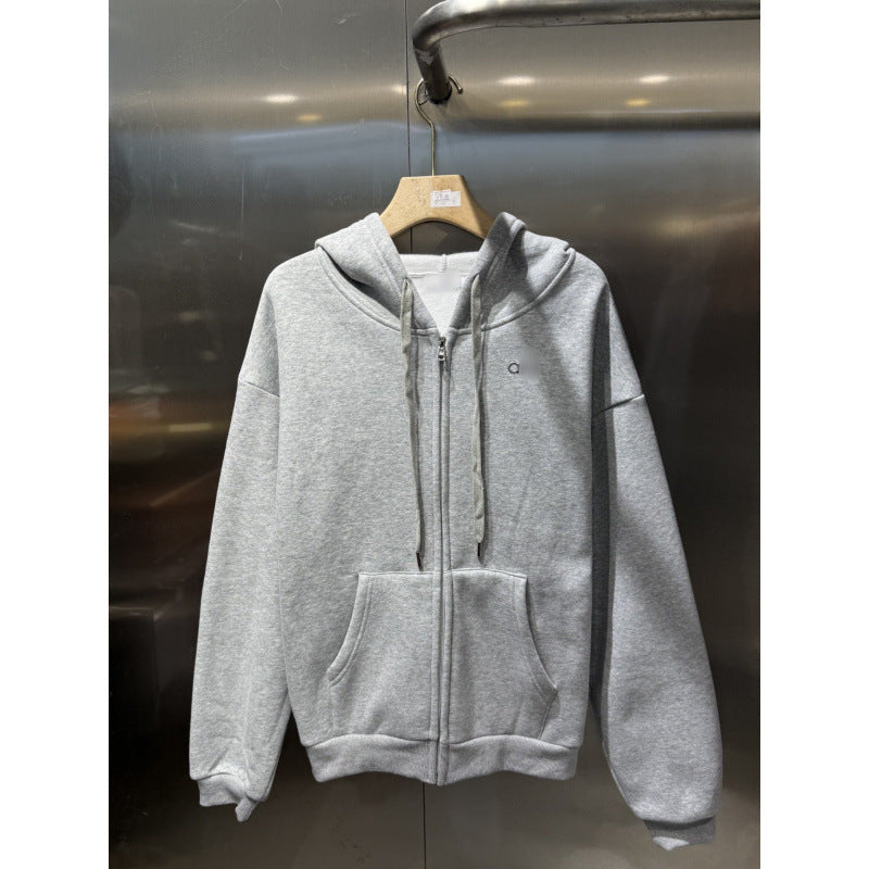 GMABCD A-L-O 25 Autumn Winter New Korean Style Casual Fashion Thin Fleece Set Full Zipper Hooded Sweatshirt + Sweatpants