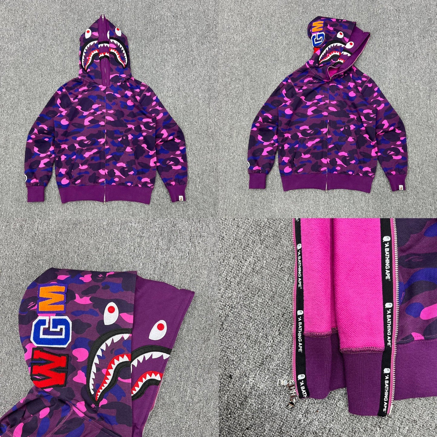 Fashion Brand Shark Camouflage Zipper Sweater Men and Women Couple Loose Cotton Fleece-lined Hooded Cardigan Coat Men