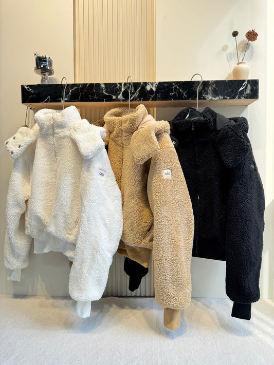 GMa-l-o Lamb Wool Detachable Hooded Short Women's Autumn Winter Casual Warm Zipper Jacket