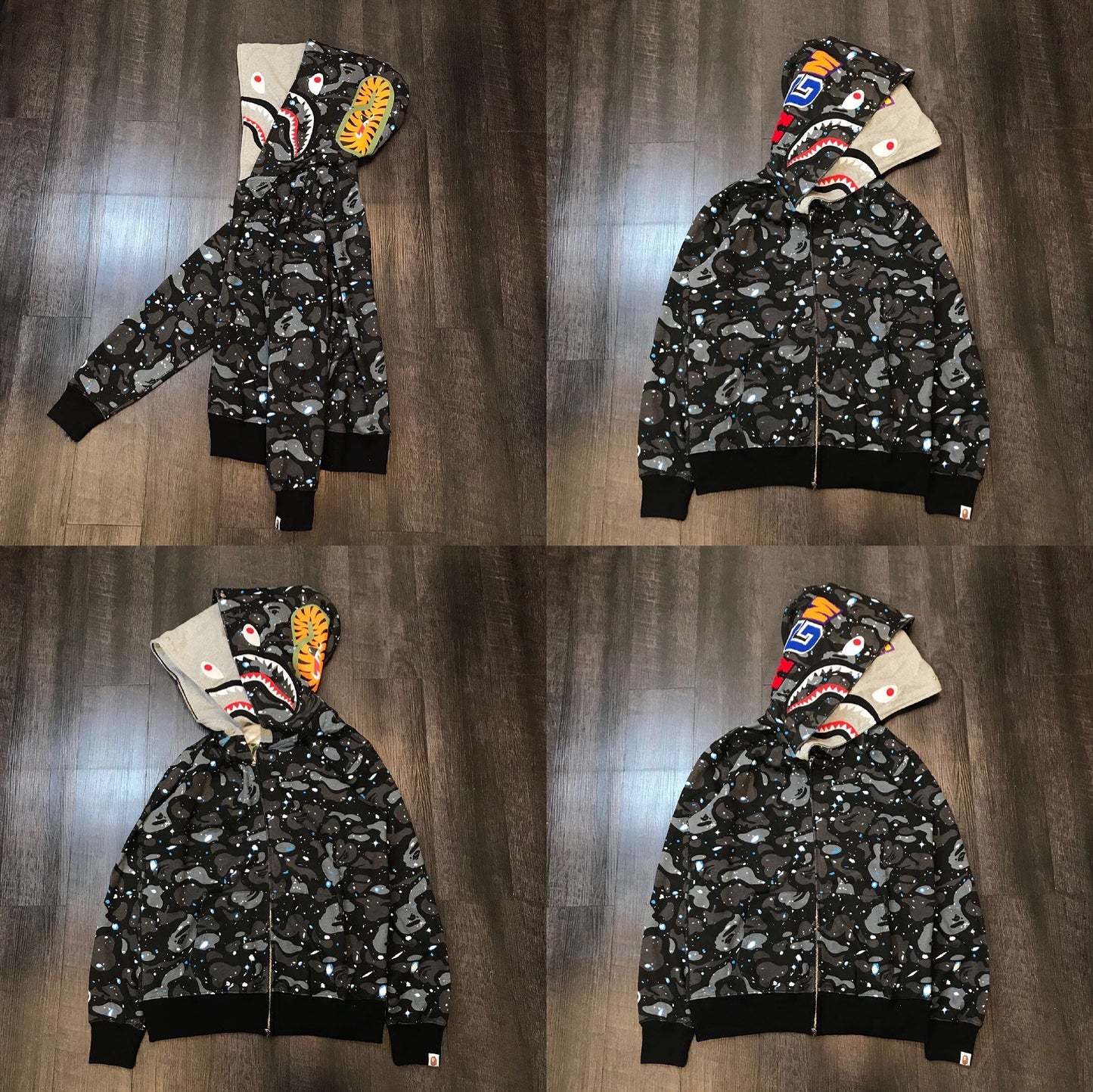 Fashion Brand Shark Camouflage Zipper Sweater Men and Women Couple Loose Cotton Fleece-lined Hooded Cardigan Coat Men