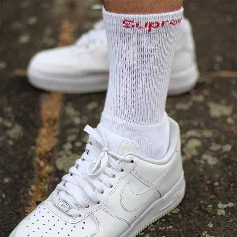 2-Pack Trendy Socks Hane Crew Socks Towel Bottom Trendy Brand Sports Basketball Mid-Calf Socks