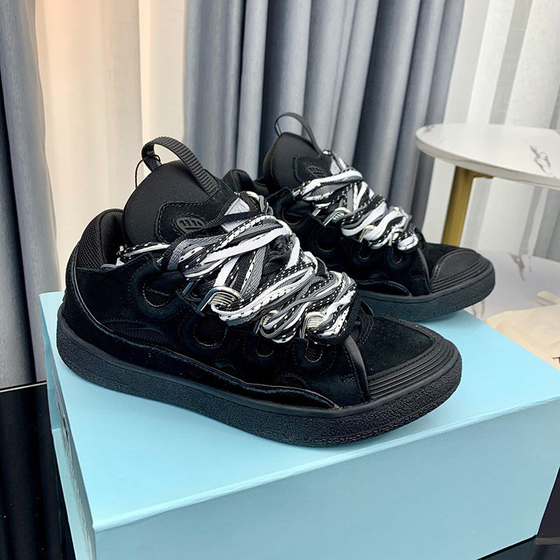 GMabcd Thick-Soled Lace-Up Dad Shoes Couple Training Shoes Casual Sneakers