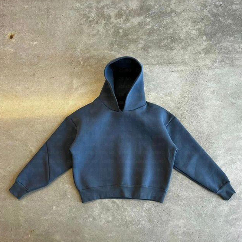Casual Simple Couple Fashion Hoodie Sweatshirt Solid Color Loose Sweatpants