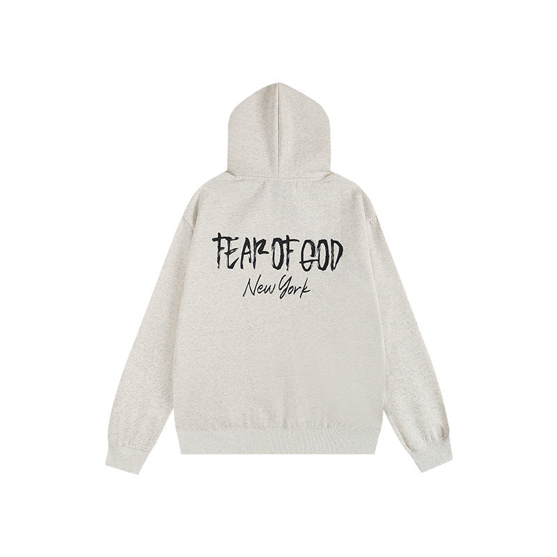 FQG Hooded Sweatshirt Unisex Double Stitch American Street Style New York Limited Edition Hoodie Autumn Winter Fleece Jacket