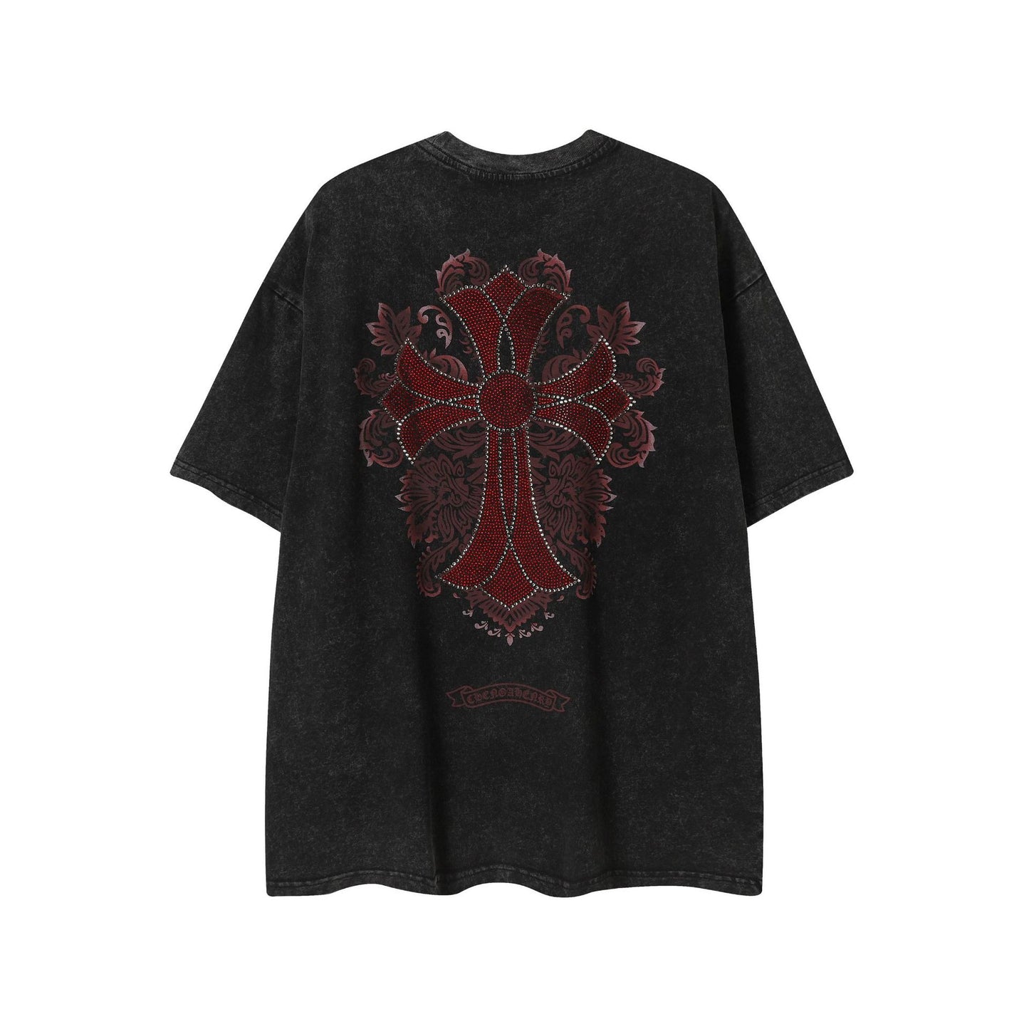 2025 New CHRM Heart Cross Sanskrit Patch Print Embroidery Loose Short Sleeve for Men and Women(2)