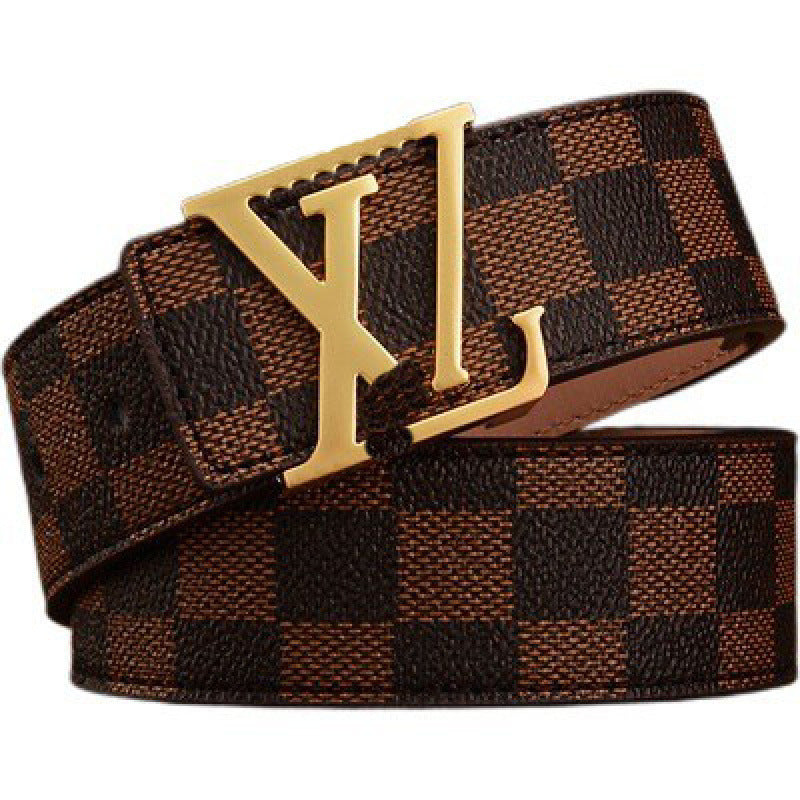 New Men's Belt Smooth Buckle Waist Belt Letter Youth Plaid Pattern Belt Korean Style Trendy Casual Versatile