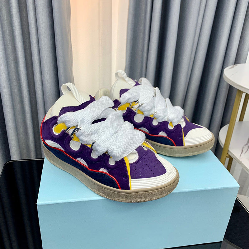 GMabcd Thick-Soled Lace-Up Dad Shoes Couple Training Shoes Casual Sneakers