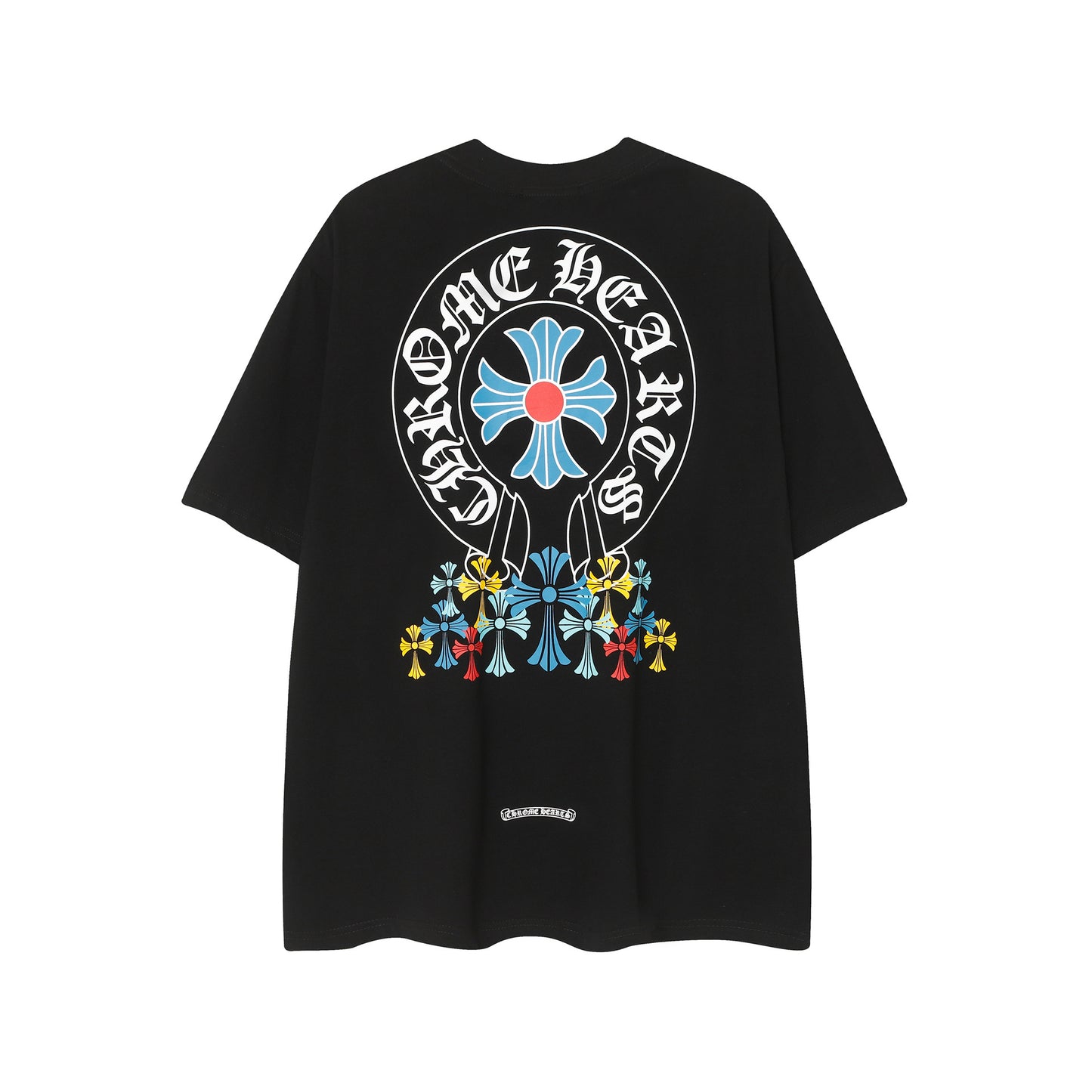 2025 New CHRM Heart Cross Sanskrit Patch Print Embroidery Loose Short Sleeve for Men and Women