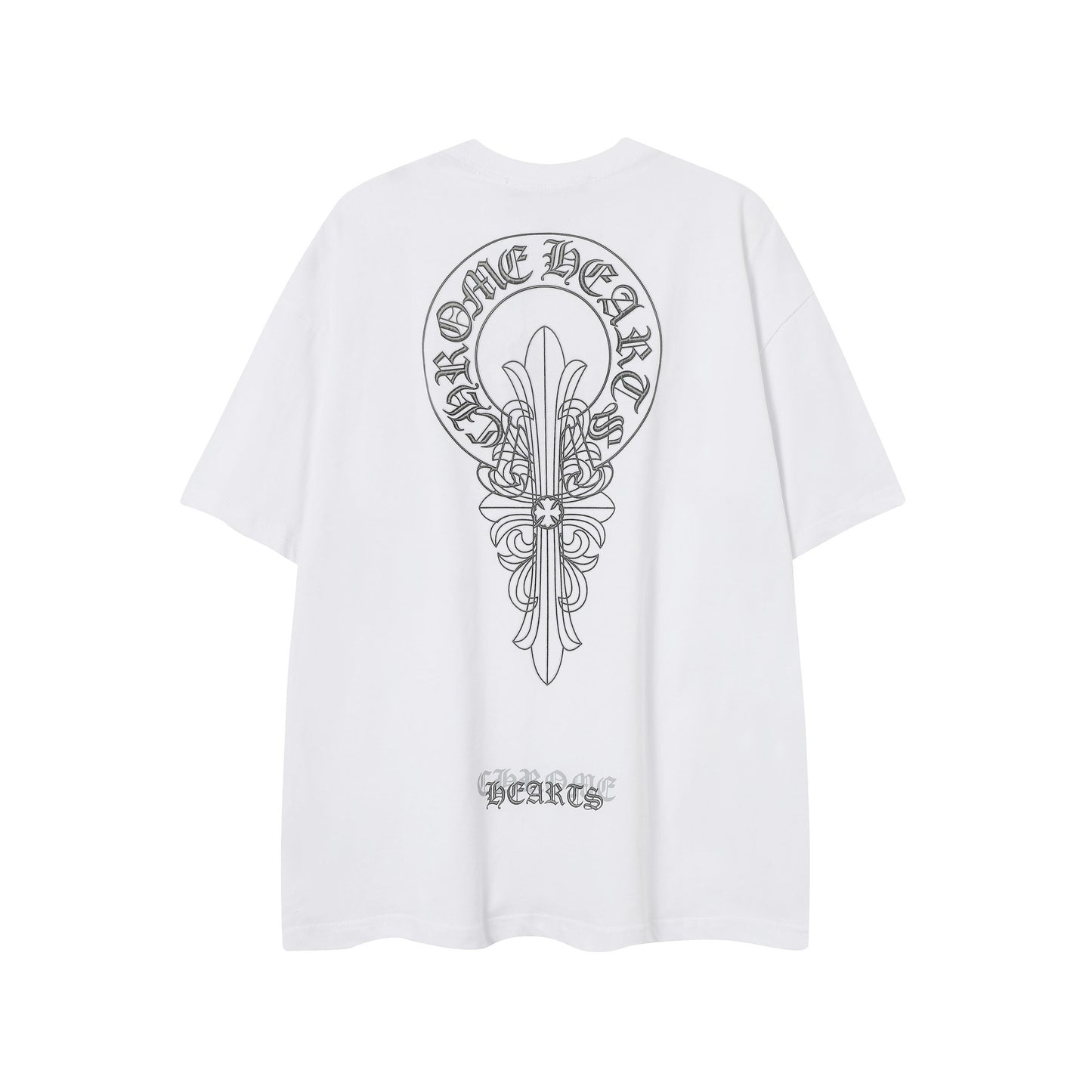 2025 New CHRM Heart Cross Sanskrit Patch Print Embroidery Loose Short Sleeve for Men and Women(2)