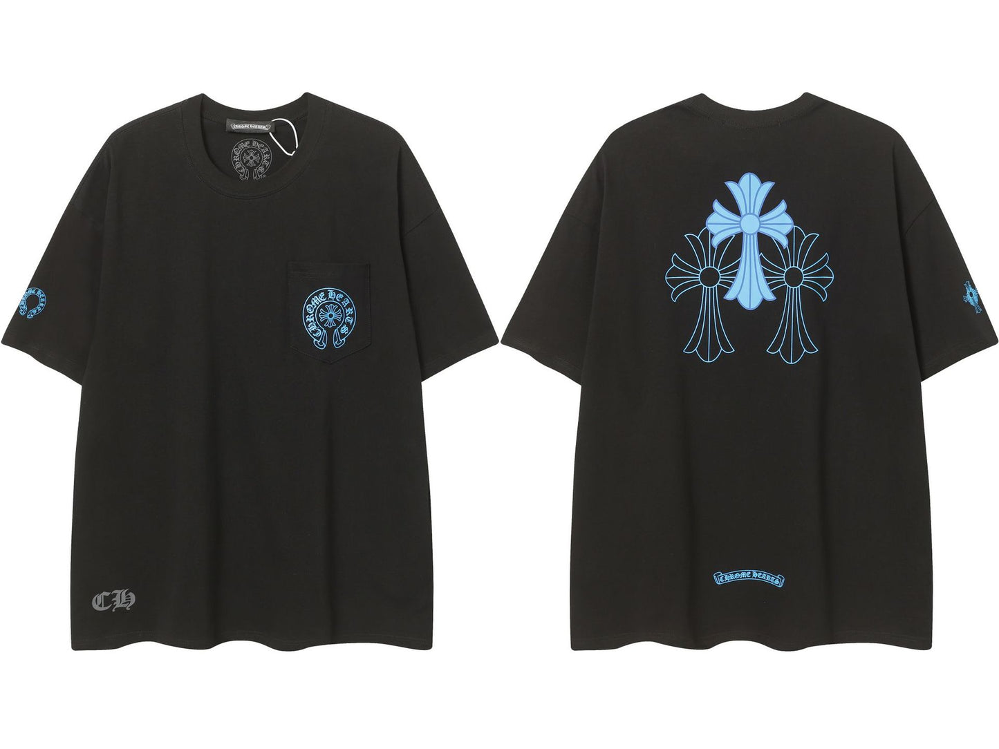 2025 New CHRM Heart Cross Sanskrit Patch Print Embroidery Loose Short Sleeve for Men and Women(2)