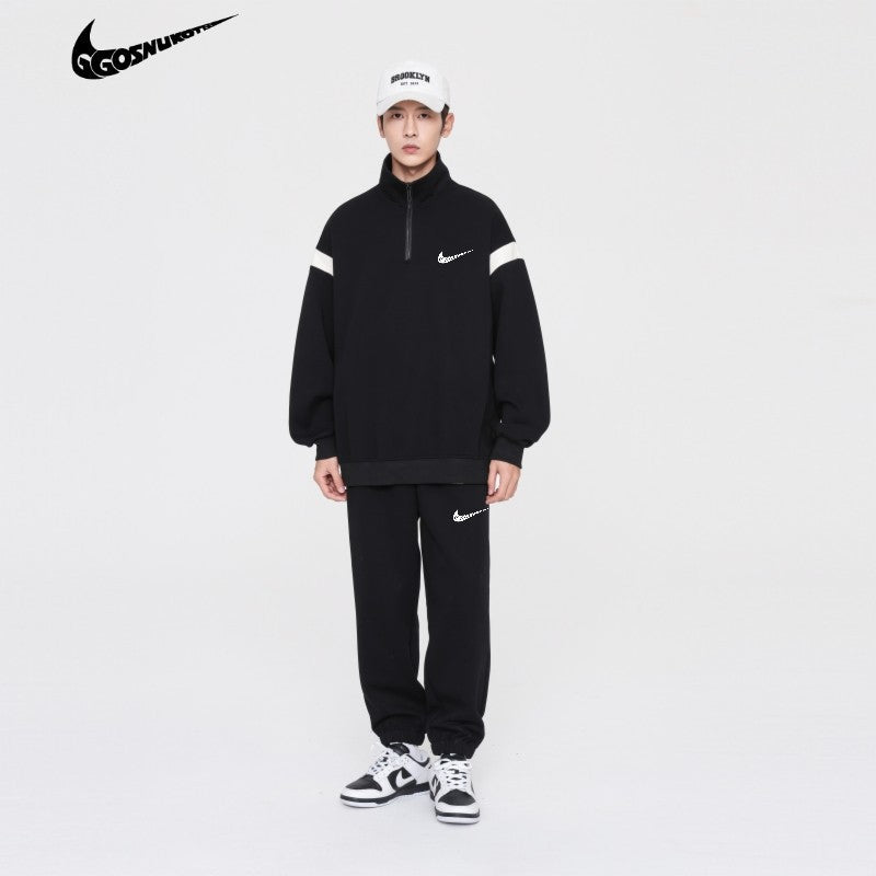 Men's 2024 Sports Casual Set Unisex Autumn Trendy Sweatshirt Long Pants Student Loose Running Two-piece Set