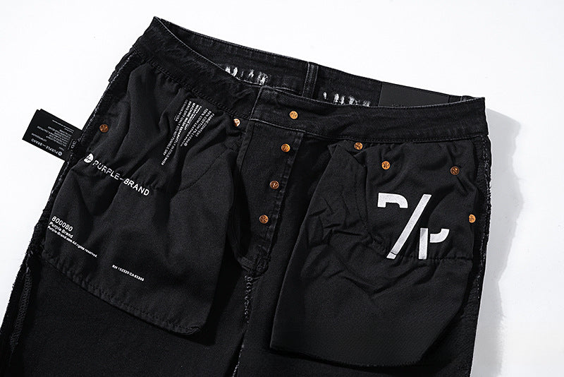 American High Street Distressed Patch Trendy Retro Straight Amiri Jeans for Men and Women