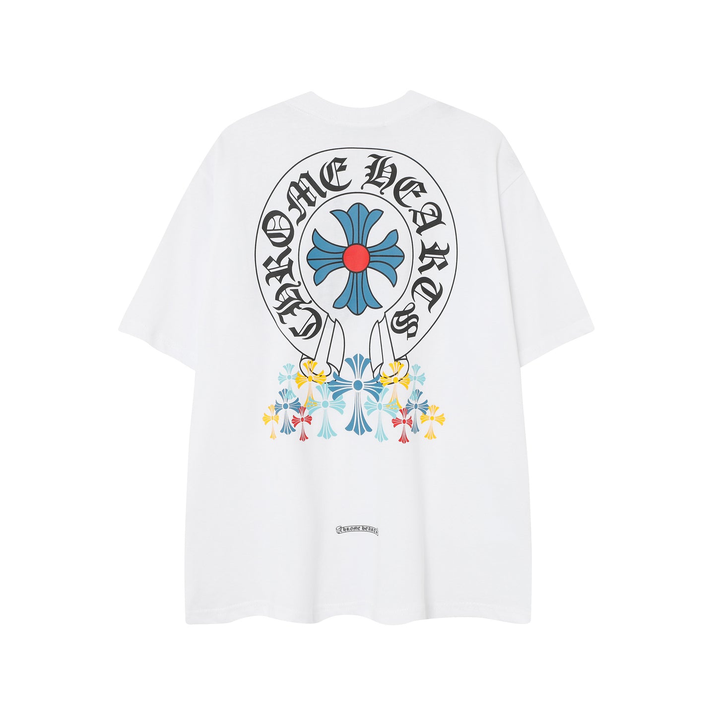 2025 New CHRM Heart Cross Sanskrit Patch Print Embroidery Loose Short Sleeve for Men and Women