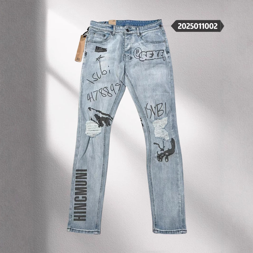 GMabcd Trendy KSUBI Men's Pants Casual Slim Fit Skinny Jeans Stretch Denim Pants
