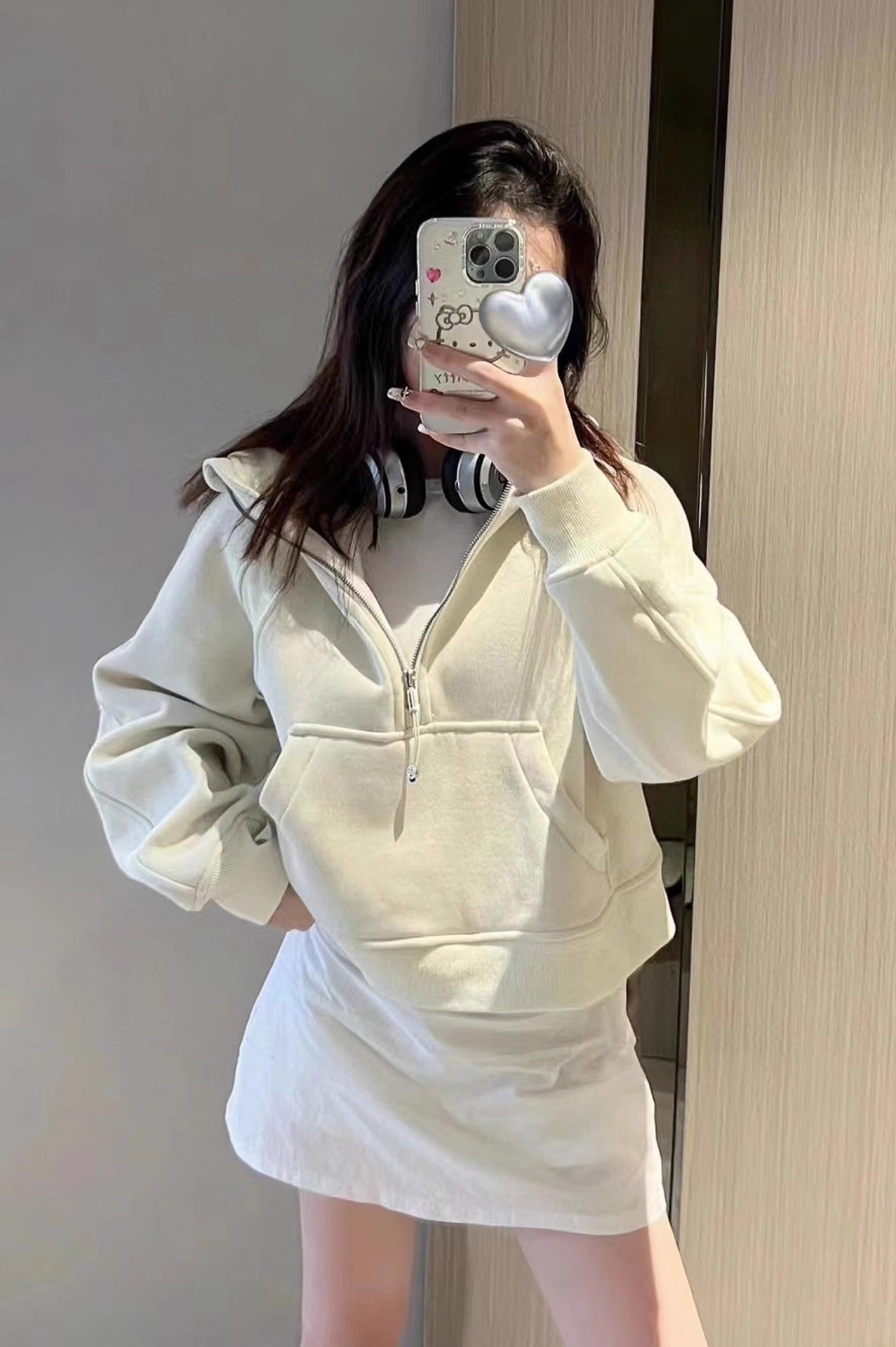 Lulu Half Turtleneck Sweatshirt Casual Style Women Autumn Winter New Casual Fleece Pullover Half Zipper Short Jacket