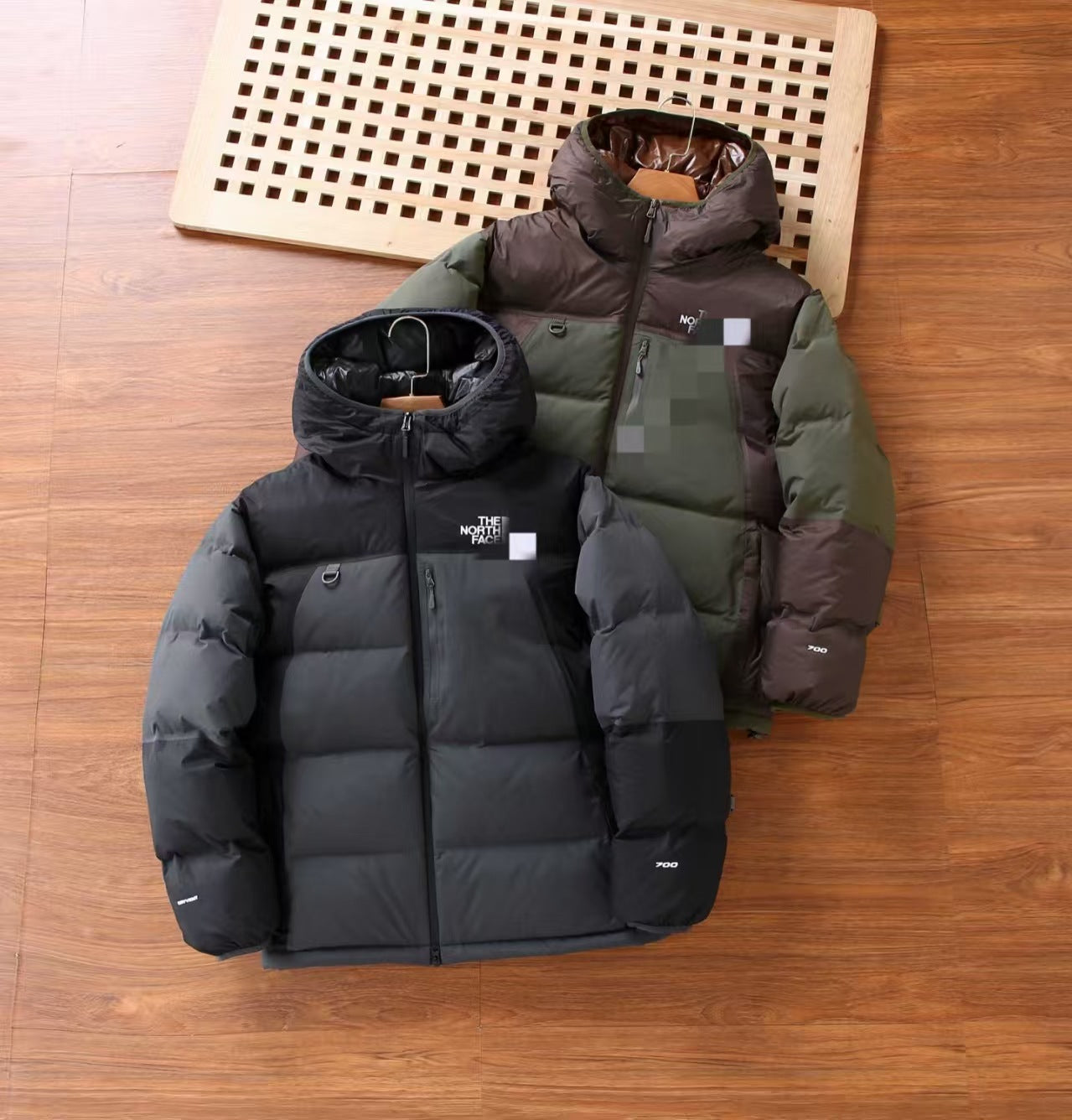 GMabcd UE Down Jacket Unisex Color Block T Waterproof Warm Color Block Hooded Thickened Couple Hooded Down Jacket