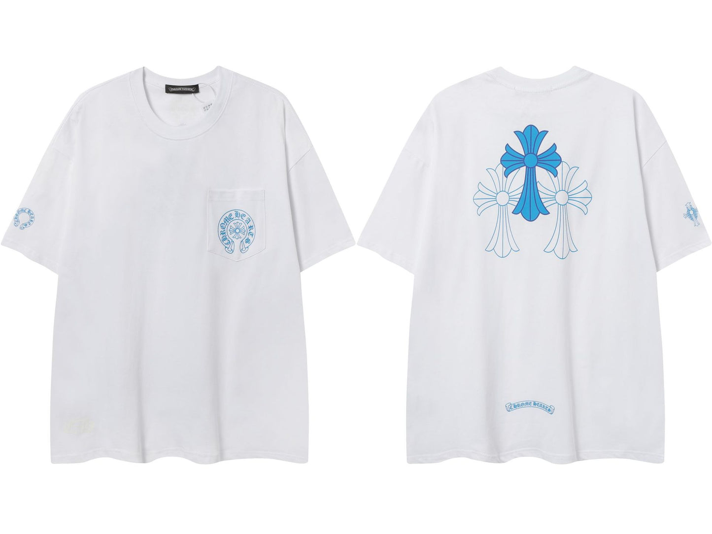 2025 New CHRM Heart Cross Sanskrit Patch Print Embroidery Loose Short Sleeve for Men and Women(2)