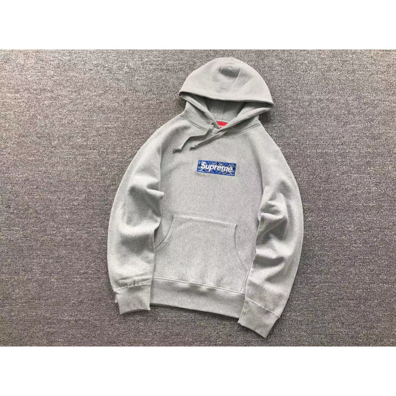 25FW Bandana Box Logo Hoodie Paisley Sweatshirt Fleece Lined Full Series Hooded Sweatshirt