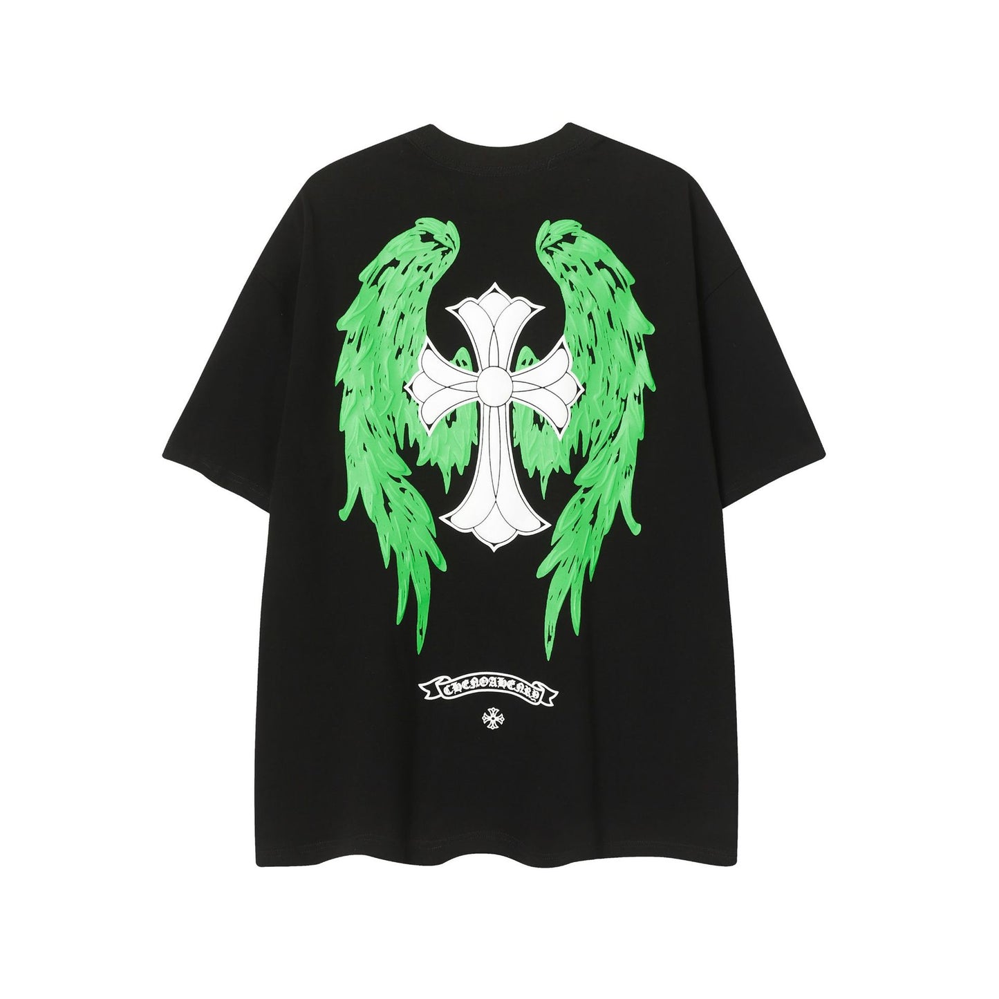 2025 New CHRM Heart Cross Sanskrit Patch Print Embroidery Loose Short Sleeve for Men and Women