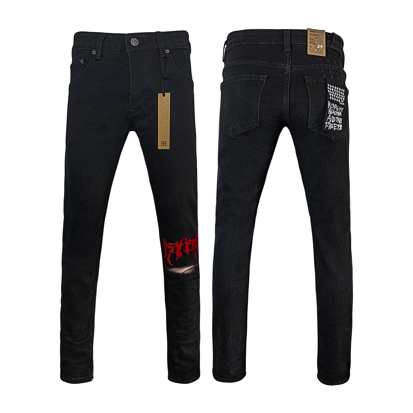 Men's KSB Jeans Straight Leg Ripped Stretch American High Street Casual Men's Jeans(4)