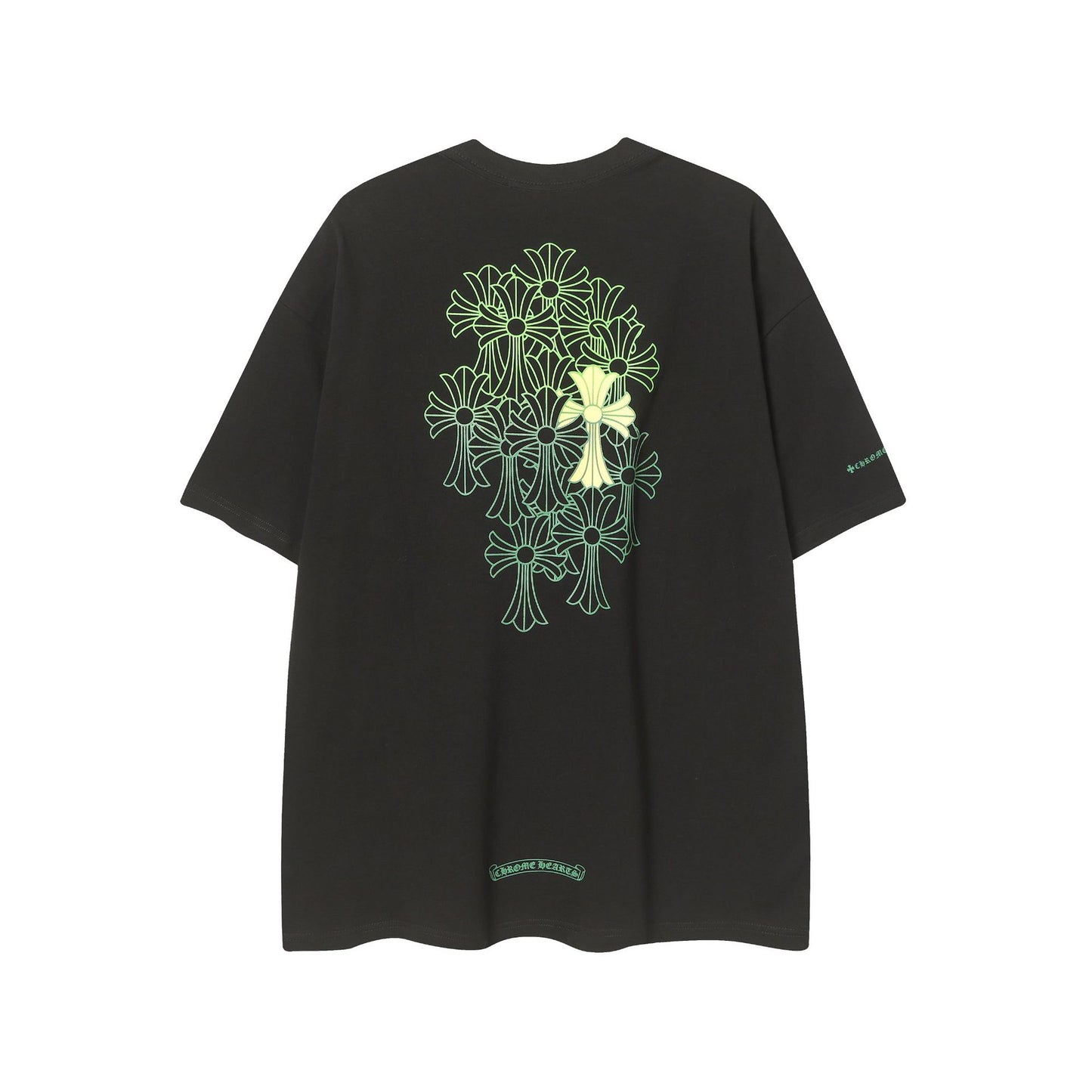 2025 New CHRM Heart Cross Sanskrit Patch Print Embroidery Loose Short Sleeve for Men and Women(2)