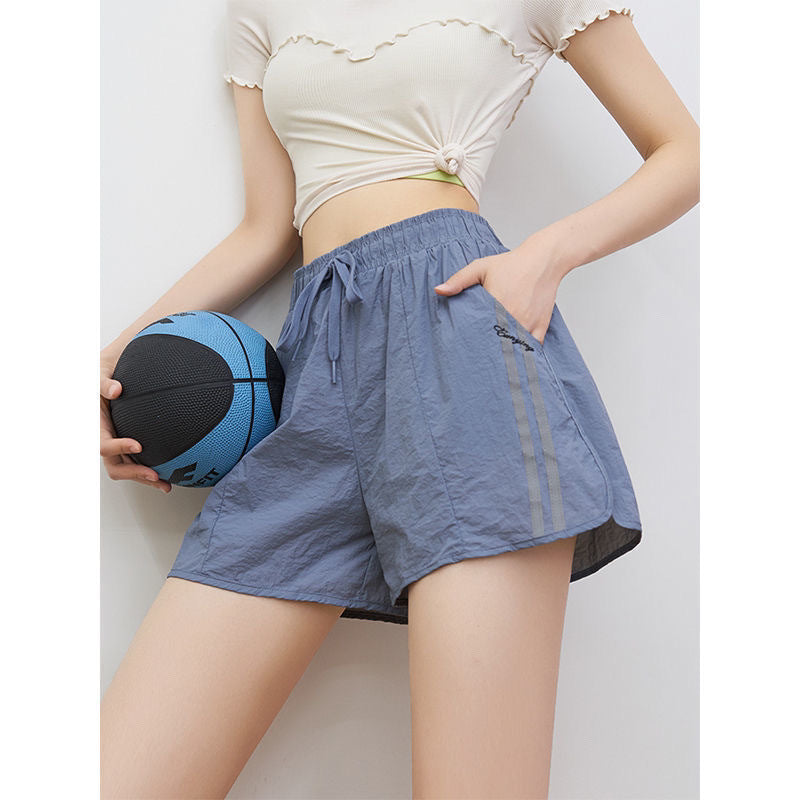 Anti-Exposure Running Casual Sports Shorts for Women, Summer Thin Outer Wear Quick-Dry Pants, High-Waisted Breathable Fitness Yoga Shorts