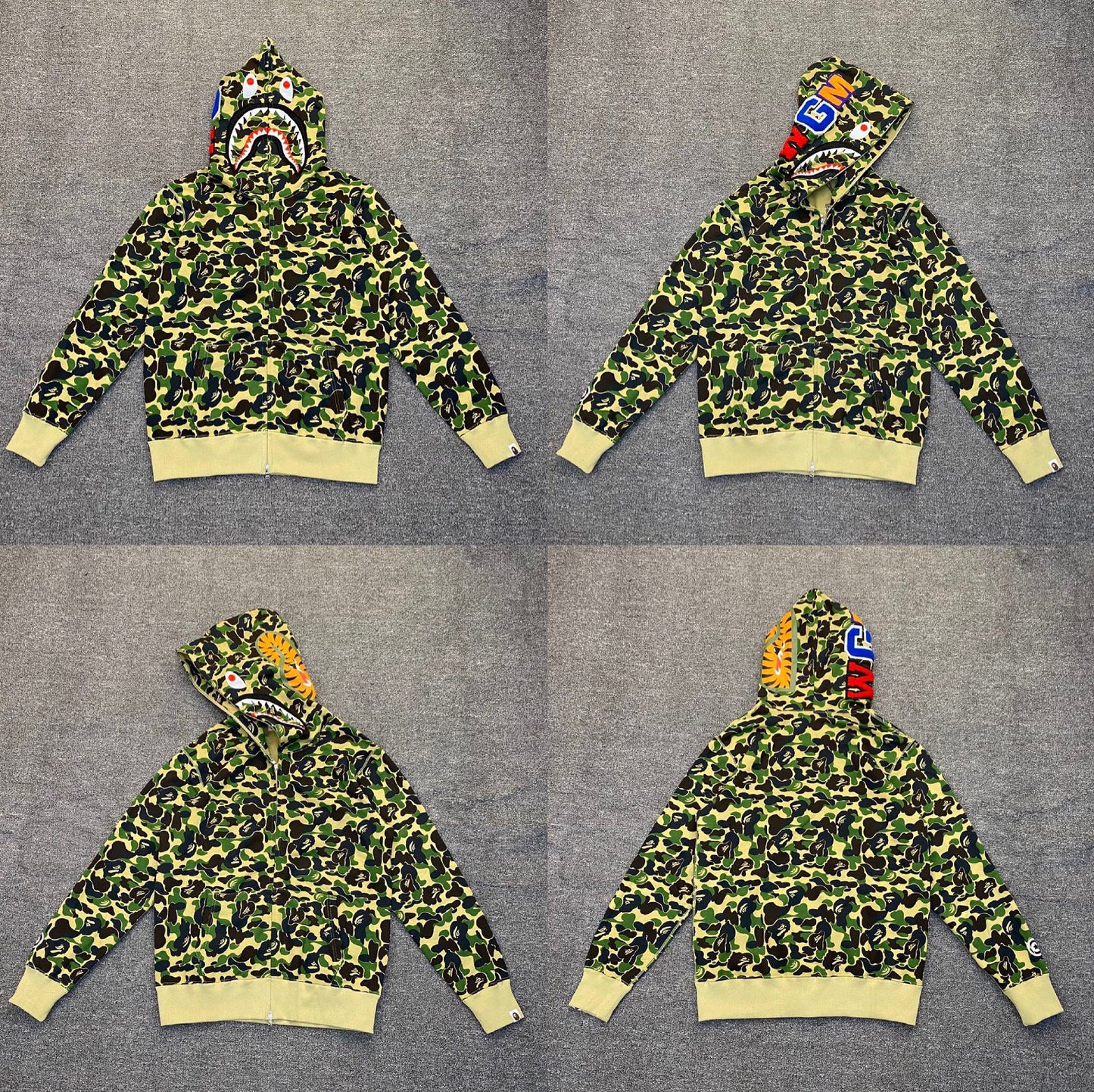 Fashion Brand Shark Camouflage Zipper Sweater Men and Women Couple Loose Cotton Fleece-lined Hooded Cardigan Coat Men