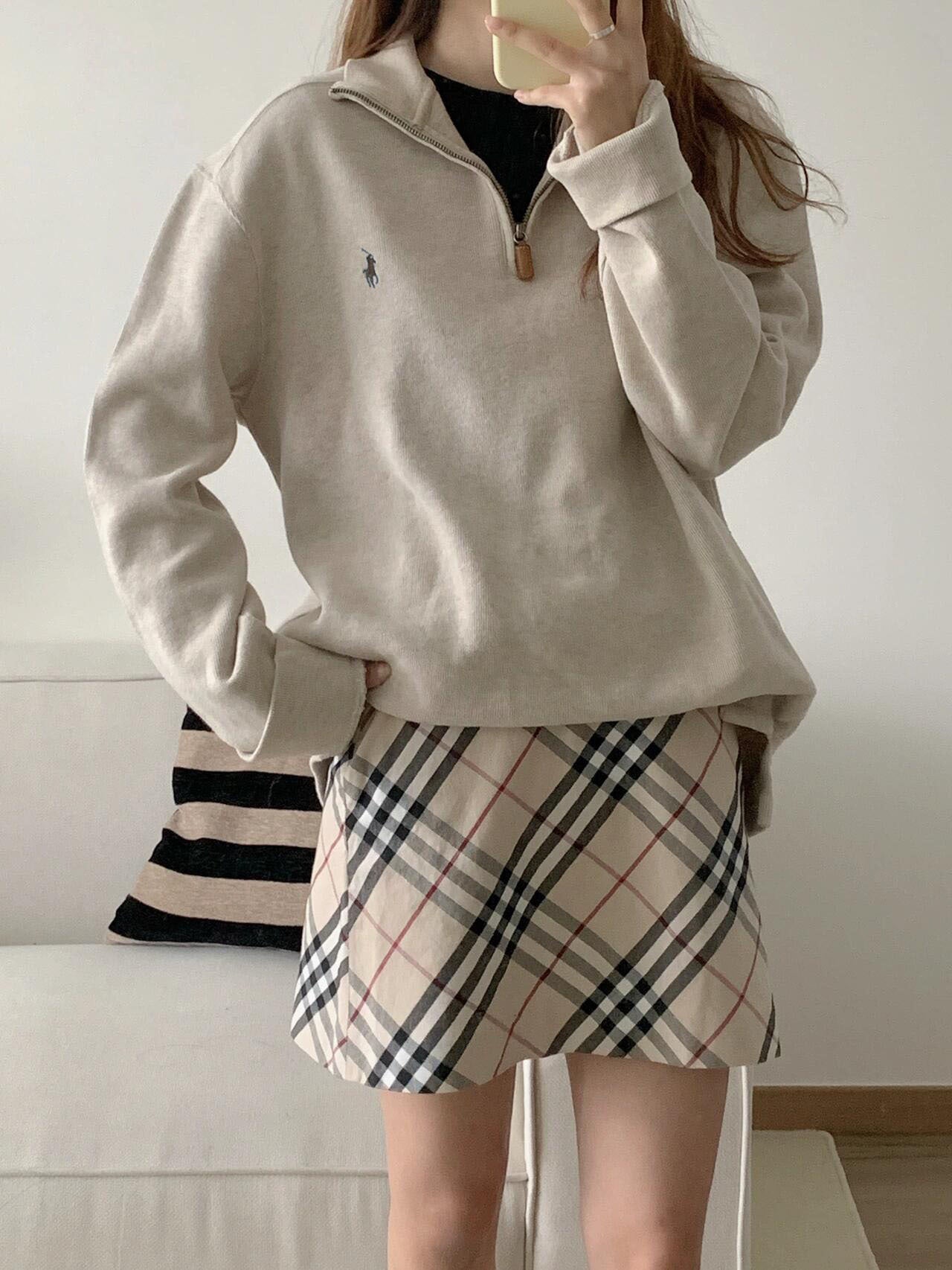 RL Ralph Pony Label Retro Couple Sweatshirt Women Long Sleeve Sweatshirt Men Polo Half Zipper Turn-down Collar Loose American Style