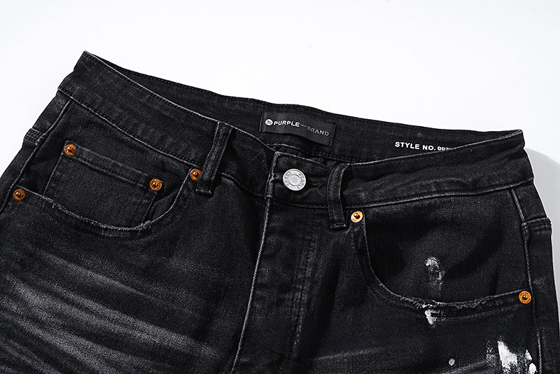 American High Street Distressed Patch Trendy Retro Straight Amiri Jeans for Men and Women