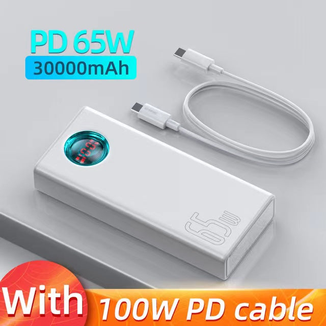 Portable Large Capacity 65W Power Bank 30000mAh PD Quick Charging Powerbank Portable External fast Charger For Phone Tablet