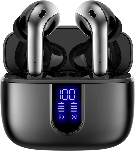GM X08 Bluetooth Headphones True Wireless Earbuds 60H Playback LED Power Display Earphones with Wireless Charging Case IPX5 Waterproof in-Ear Earbuds with Mic for TV Smart Phone Computer Laptop Sports