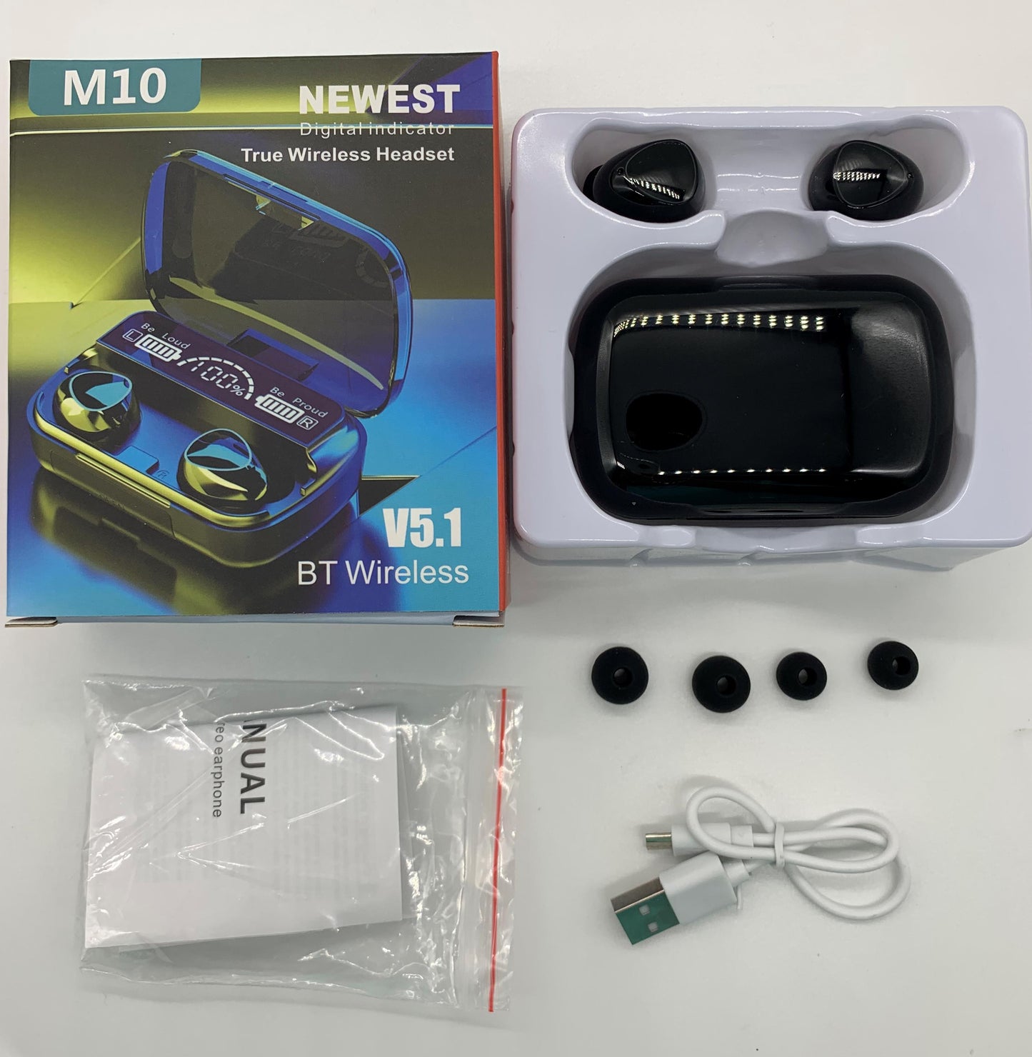 M10 TWS headset wireless earphone with Power Good quality headphones