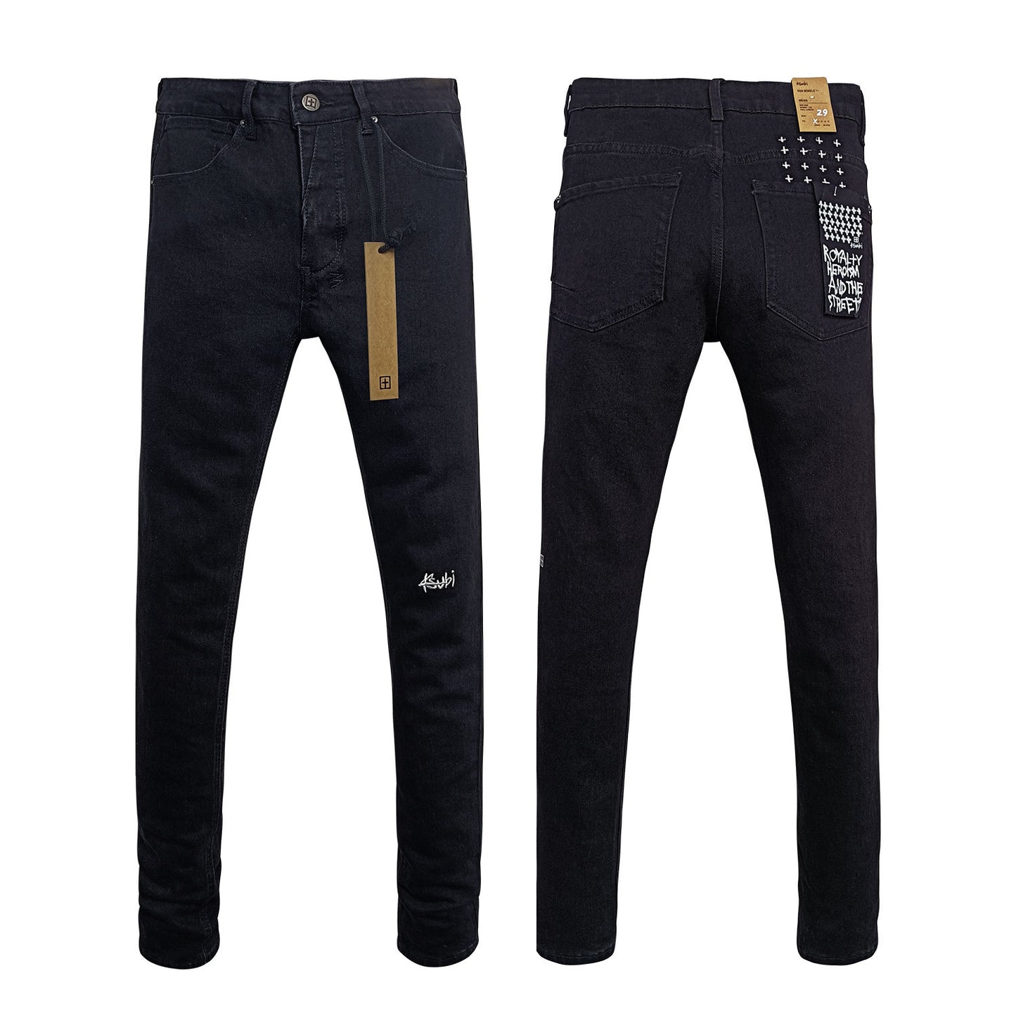 Men's KSB Jeans Straight Leg Ripped Stretch American High Street Casual Men's Jeans