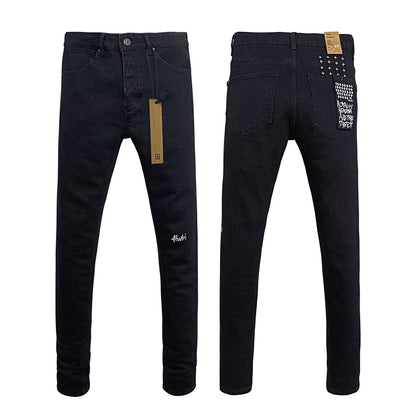 Men's KSB Jeans Straight Leg Ripped Stretch American High Street Casual Men's Jeans