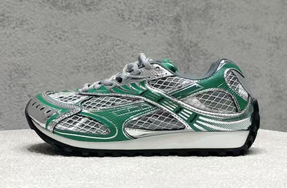 GMabcd New Casual Genuine Leather Mesh Patchwork Dad Shoes Versatile Fashion Couple Lace-up Sneakers