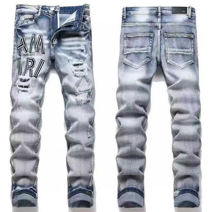 GMAM Heavy Craft Washed Distressed High Street Embroidered Unisex Jeans