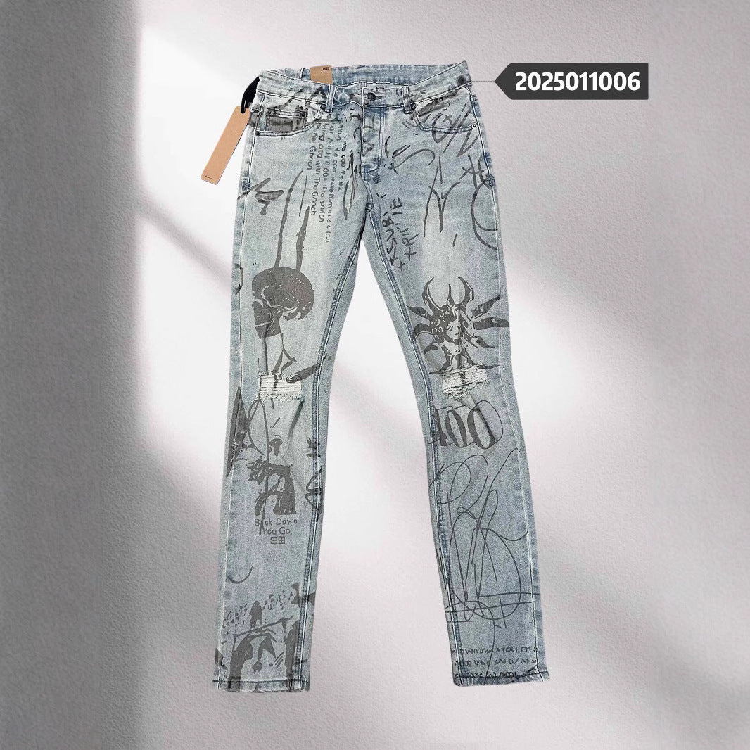 GMabcd Trendy KSUBI Men's Pants Casual Slim Fit Skinny Jeans Stretch Denim Pants