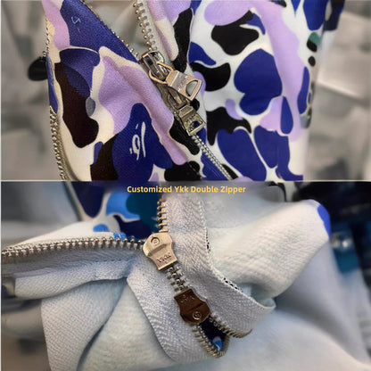 Fashion Brand Shark Camouflage Zipper Sweater Men and Women Couple Loose Cotton Fleece-lined Hooded Cardigan Coat Men