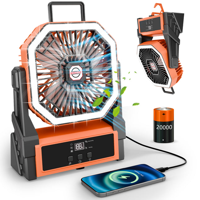2025 model display screen charging fan lamp tent camping fan portable outdoor fan