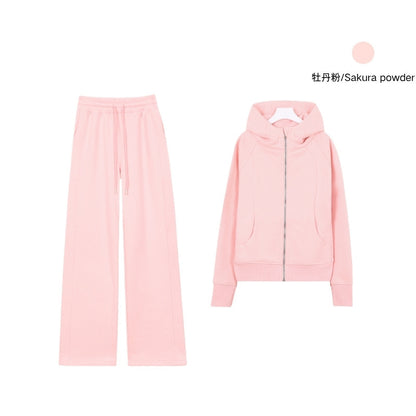 LULU Embroidered Hooded Zipper Cardigan Slim Fit Sweatshirt Set Fleece Lined Full Zipper Cardigan Jacket Gold Label