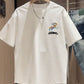 Summer New Foam Print Embroidered Round Neck Short Sleeve Men's Trendy Fashion Loose Versatile Cool Casual Half Sleeve