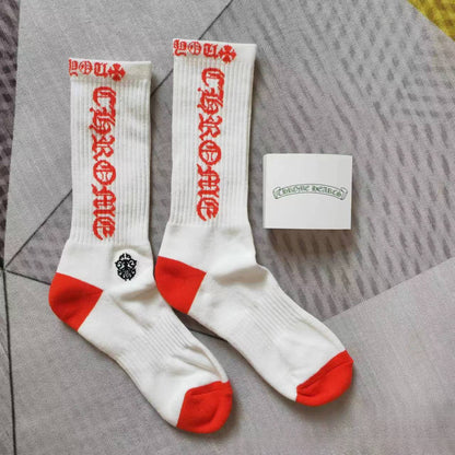 GM CHeart Socks CH Striped Letter Red Lip Embroidery Logo Towel Bottom Sports Trendy Socks