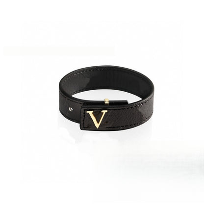 Silver Buckle Black Flower Bracelet High Quality Old Flower Leather Plaid Pattern Bracelet