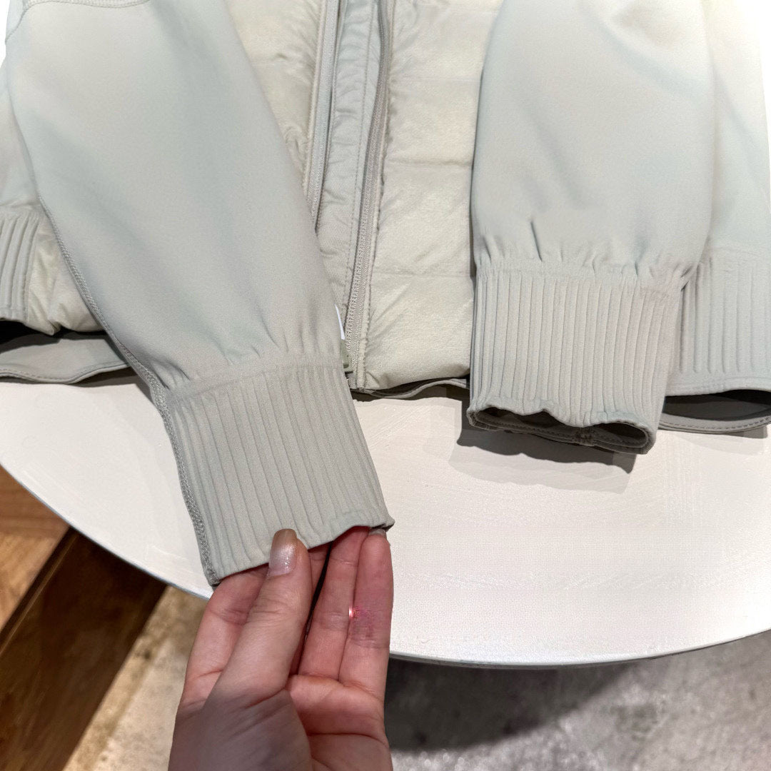 Lulu Same Style Lightweight Patchwork Down Jacket DownAndAround Hooded Slim Fit Sports Jacket Coat