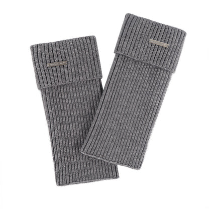 Autumn and Winter Thick Warm Leg Warmer Knitted Leg Warmers Y2g Hot Girl Personality Metal Label Double Needle Thick Thread Flip Bunching Socks