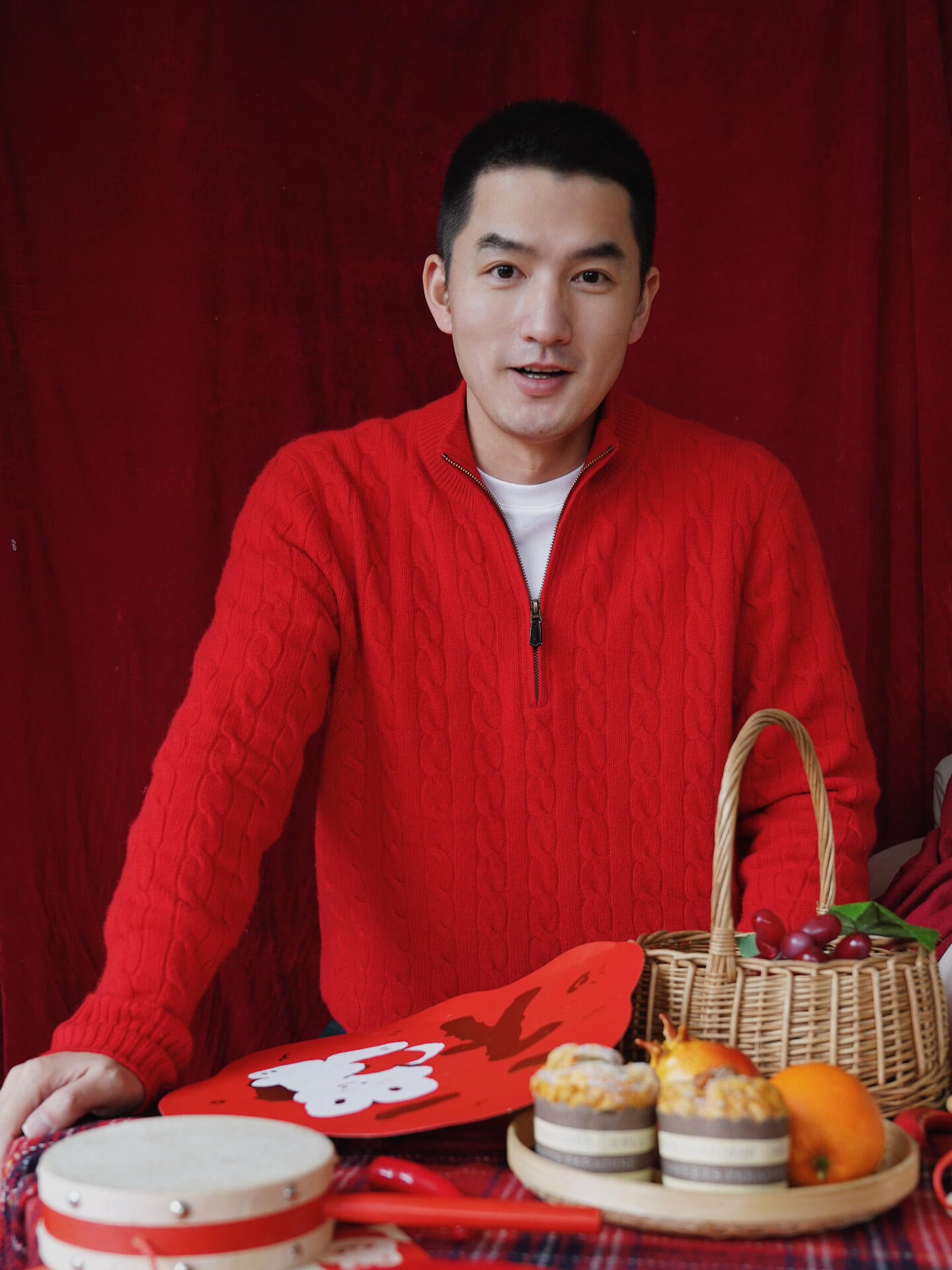 Real Shot RL Raffi Pony Label Embroidered Knit Sweater Men Autumn Winter Stand Collar Cable Couple Half Zip Sweater Women